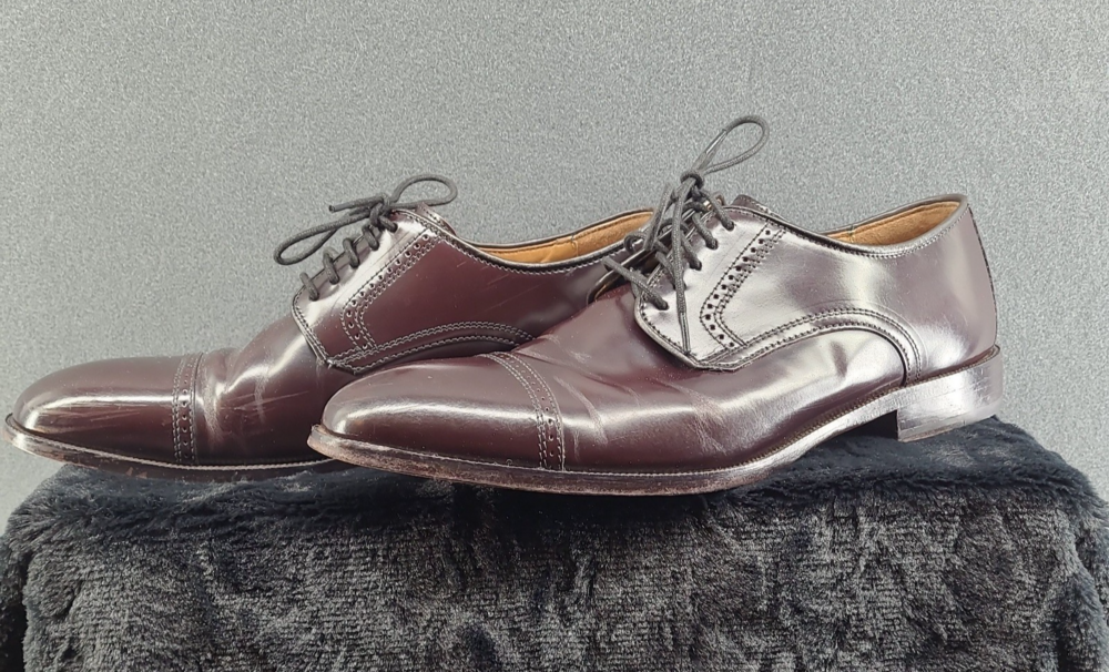 Johnston & Murphy Bradford Cap Toe Oxford Shoes Burgundy Mens 10.5 D Leather
